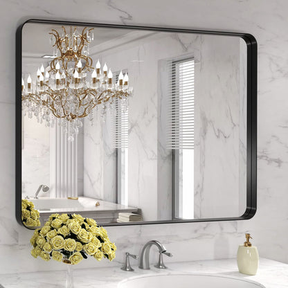 Black Metal Framed Bathroom Mirror