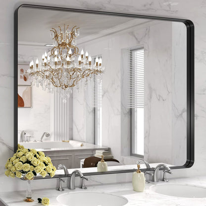 Black Metal Framed Bathroom Mirror