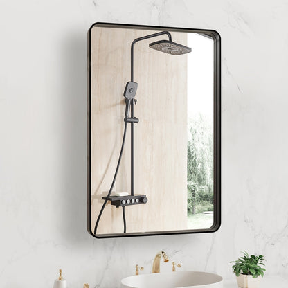 Black Metal Framed Bathroom Mirror