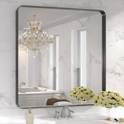 Black Metal Framed Bathroom Mirror