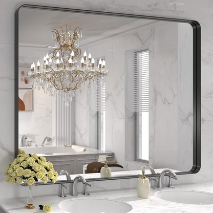 Black Metal Framed Bathroom Mirror