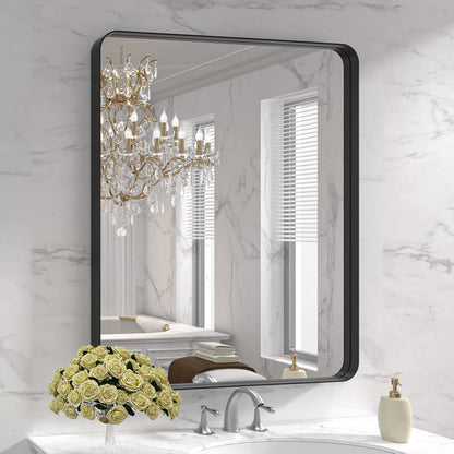 Black Metal Framed Bathroom Mirror