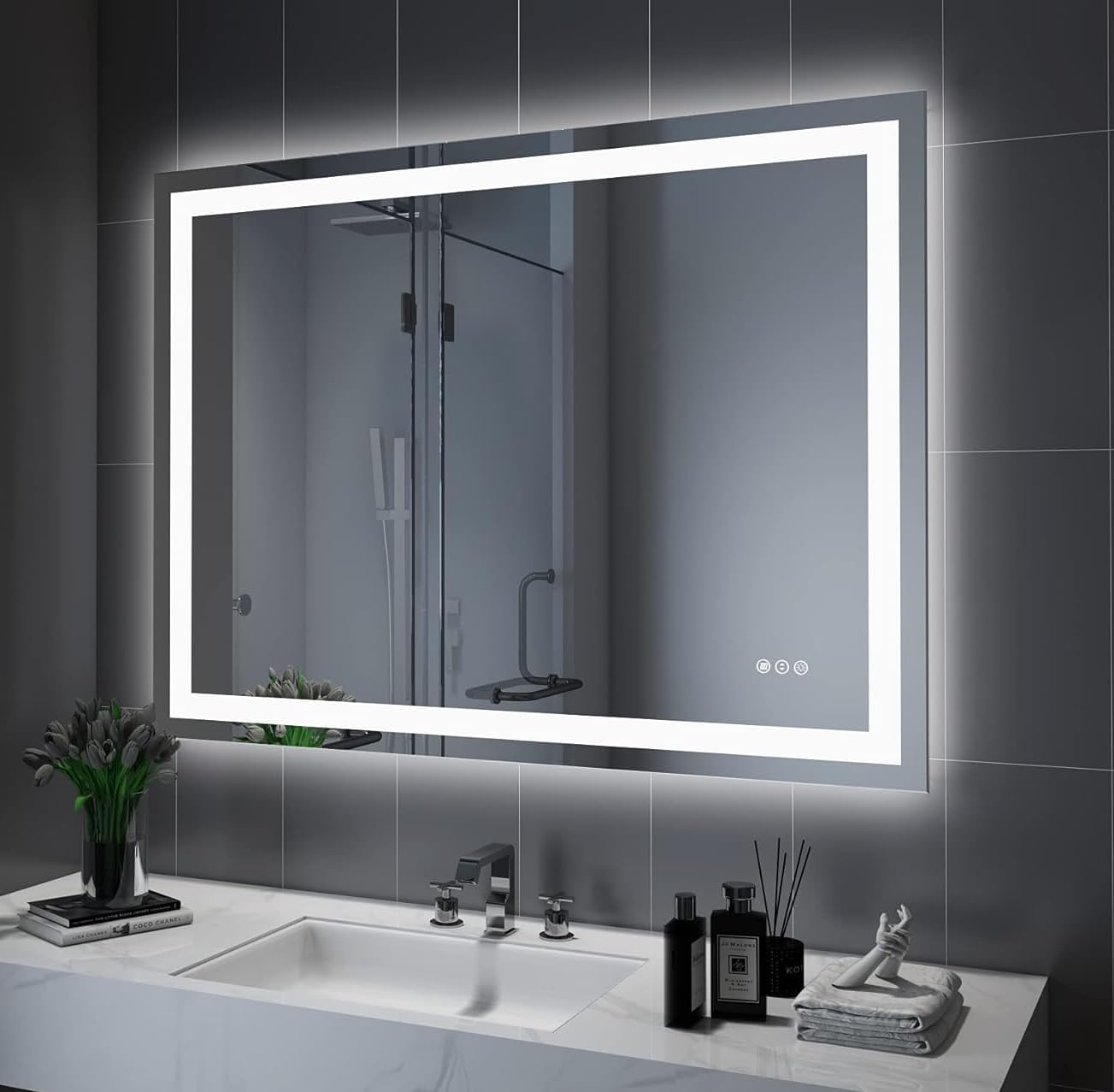 LED Mirror with Front & Backlit Middle Size