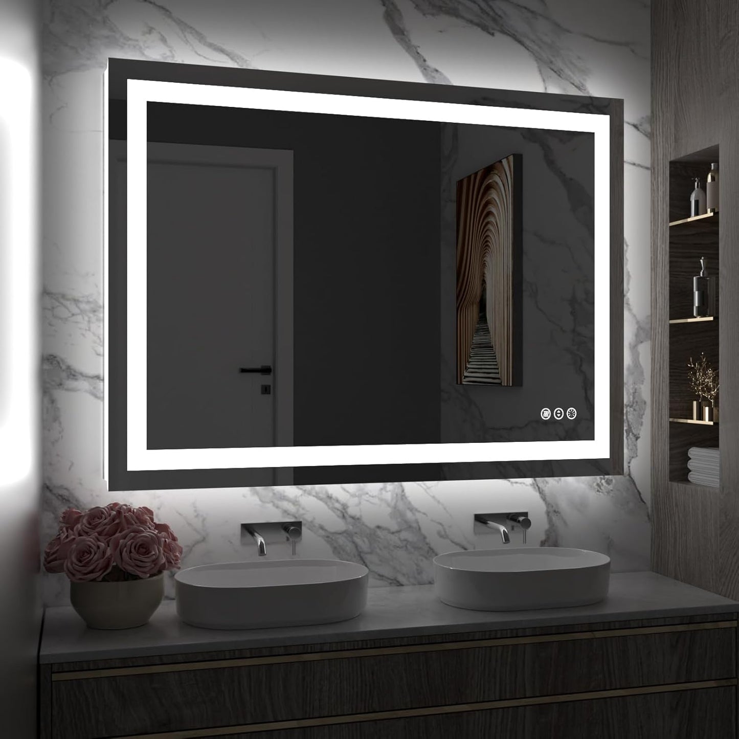 LED Mirror with Front & Backlit Middle Size