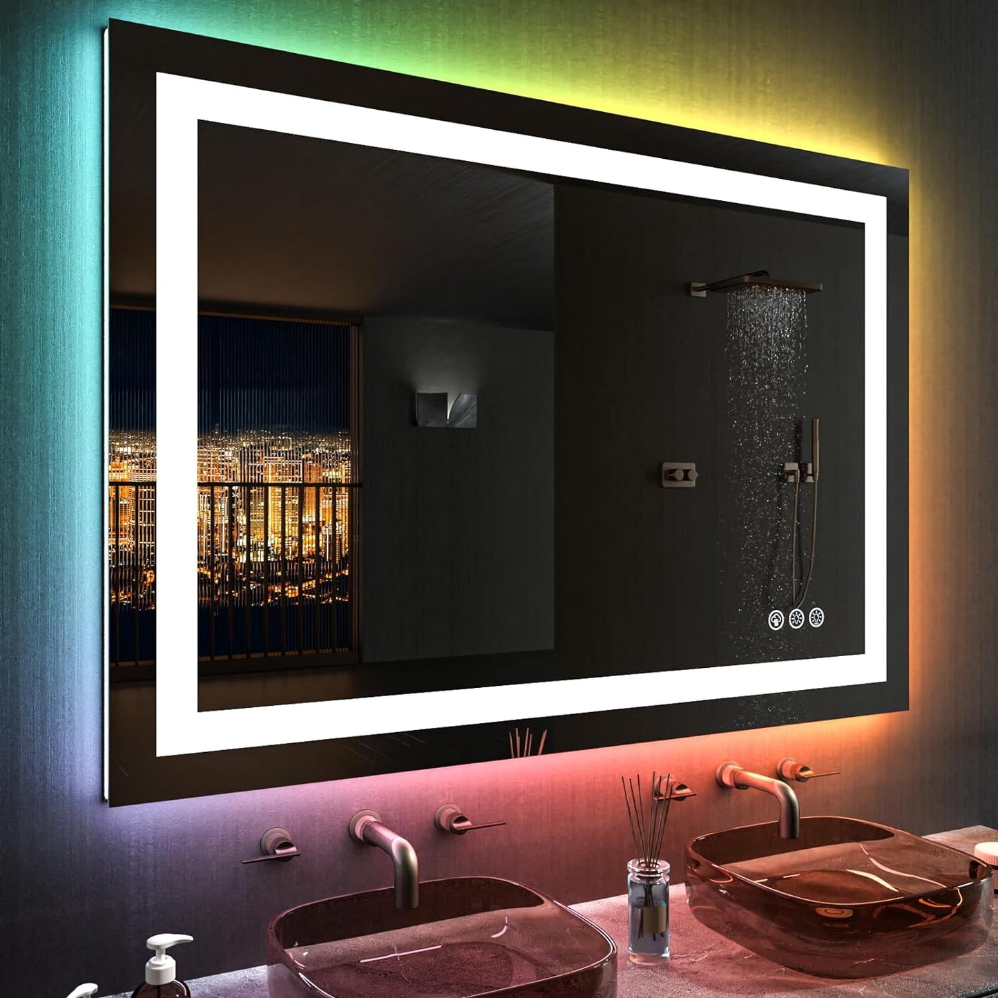 RGB Mirror with Front & Backlit Middle Size