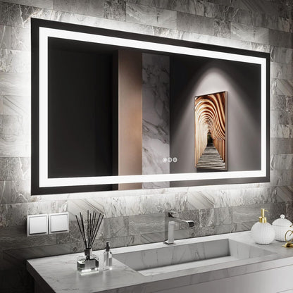 LED Mirror with Front & Backlit Middle Size