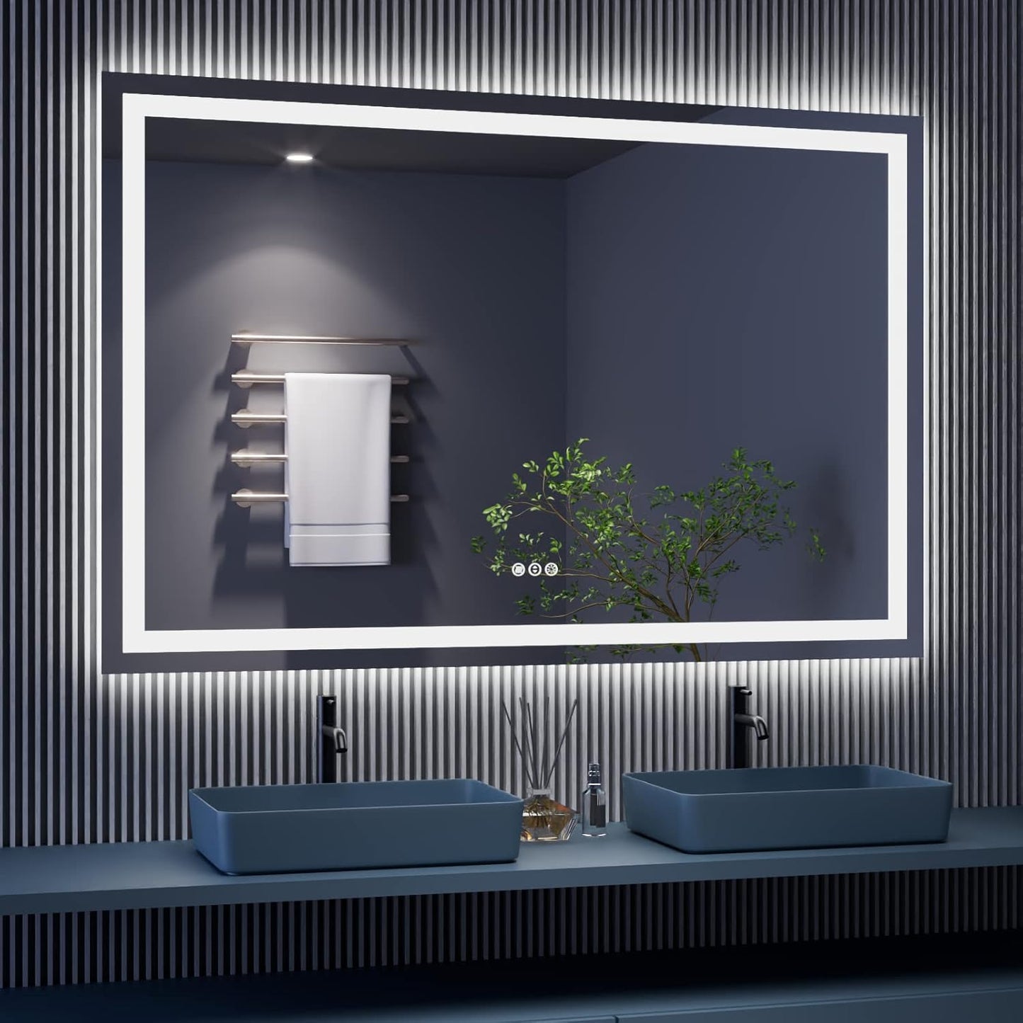 LED Mirror with Front & Backlit Middle Size